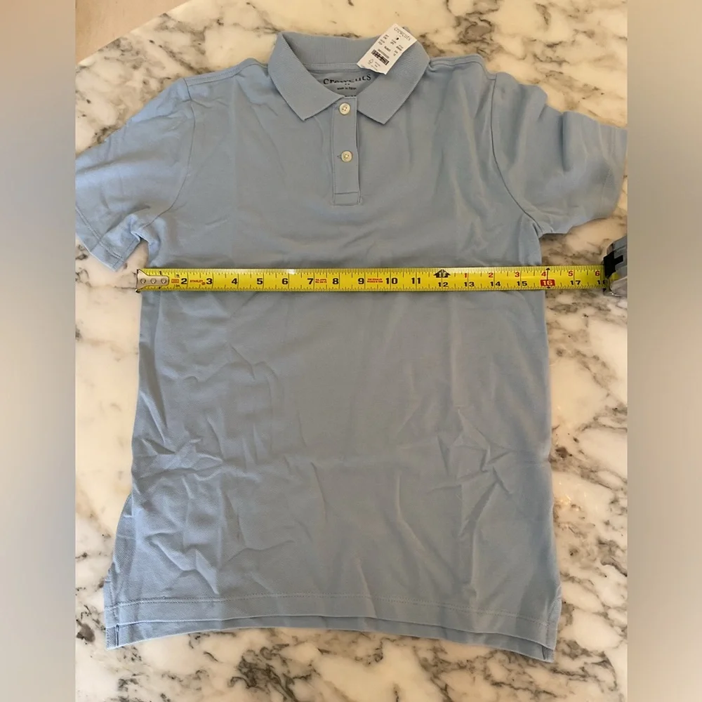 NWT Crewcuts Kids' piqué polo Sz 12 Faded Chambray - Picture 7 of 9